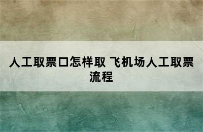 人工取票口怎样取 飞机场人工取票流程